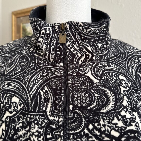 Vintage Women’s Velour Halter Active Sweater Black White Full Zip Size 1X - Picture 3 of 13